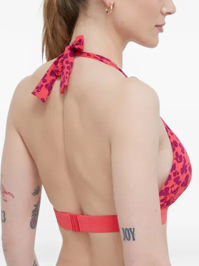 Chantelle Floral-print Halterneck Bikini Top In Pink