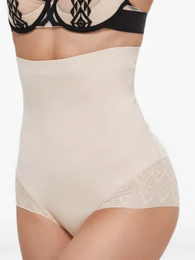 Chantelle High-waisted Lace-trim Briefs In Neutral