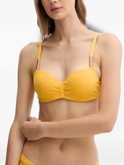 Chantelle Icon Ruched-detail Bikini Top In Yellow