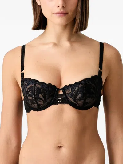 Chantelle Illusion Embroidered Lace-trim Bra In Black