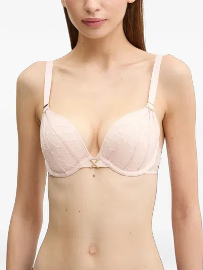 Chantelle Lace Cross-print Bra In Pink