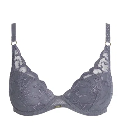 Chantelle Lace Fleur Plunge T-shirt Bra In Gray