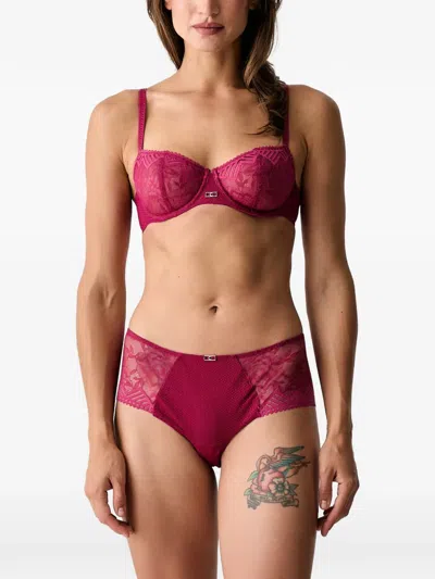 Chantelle Lace-overlay Underwired Bras In Red