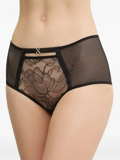 Chantelle Lace-panelled Mesh Briefs In Black