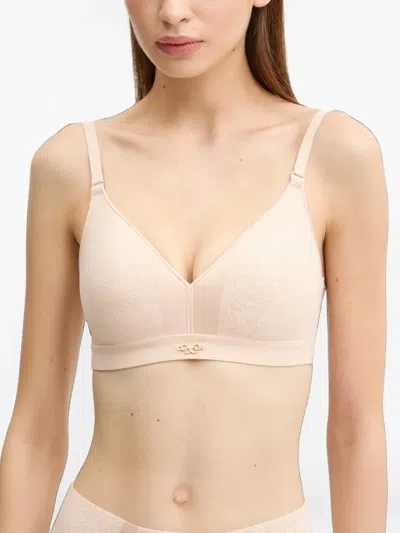 Chantelle Lace-panelled Wireless Bra In Neutral