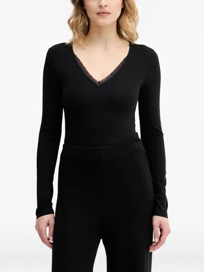 Chantelle Lace-trim V-neck Bodysuit In Black