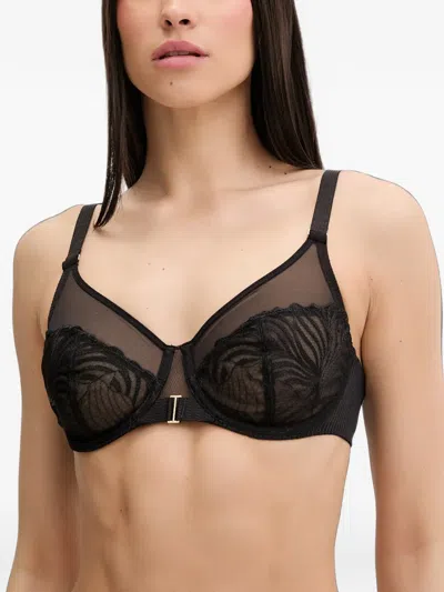 Chantelle Legend Embroidered Mesh Bra In Black