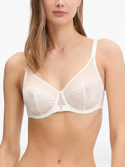 Chantelle Legend Embroidered Mesh-panel Bra In White