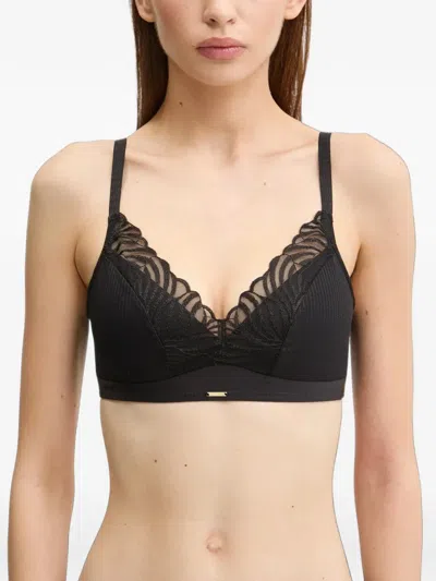 Chantelle Legend Lace-trim Ribbed Bra In Black