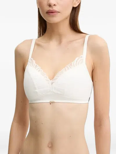 Chantelle Legend Lace-trim Ribbed Bra In White