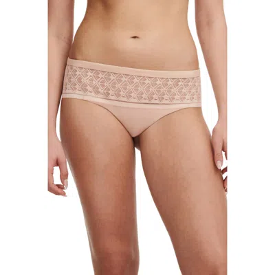 Chantelle Lingerie Ace Lace Trim Hipster Panties In Nude Blush