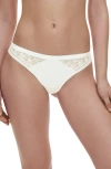 Chantelle Lingerie Ace Lace Trim Thong In Milk-lw