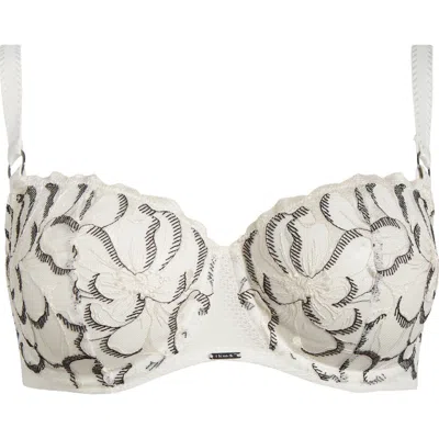 Chantelle Lingerie Fleurs Demi Bra In Milk/black