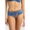 Chantelle Lingerie Fleurs Floral Embroidered Hipster Panties In Jeans Blue Denim