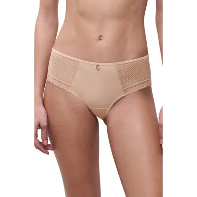 Chantelle Lingerie Lace Trim Tulle & Microfiber Briefs In Neutral