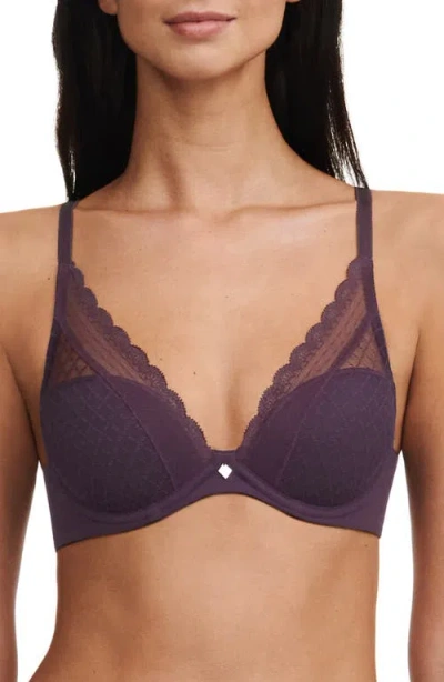 Chantelle Lingerie Norah Chic Underwire Plunge Bra In Aubergine-ua