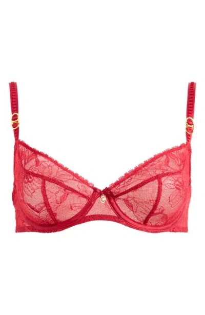 Chantelle Lingerie Orchids Underwire Plunge Bra In Passion Red