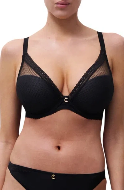 Chantelle Lingerie Romance Underwire Plunge Contour Bra In Blue
