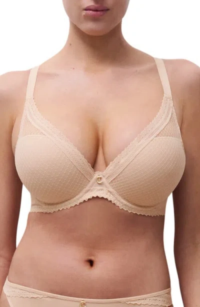 Chantelle Lingerie Romance Underwire Plunge Contour Bra In Neutral