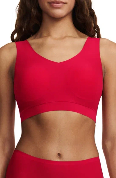 Chantelle Lingerie Soft Stretch Padded V-neck Bralette In Poppy Red