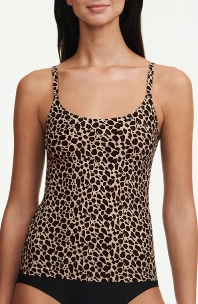 Chantelle Lingerie Softstretch Leopard Print Seamless Camisole In Brown