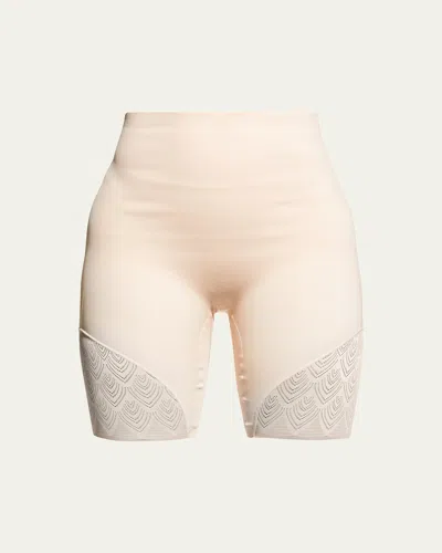 Chantelle Microfiber & Lace High-waist Thigh Shaper In Nude Blush