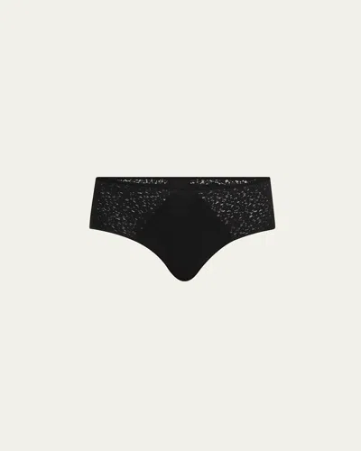 Chantelle Norah Lace & Brushed Knit Hipster Briefs In Black