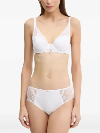 Chantelle Origins Lace-panelled Underwired Bra In White