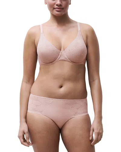 Chantelle Osmose Plunge Unlined Lace Trim Underwire Bra In Pink