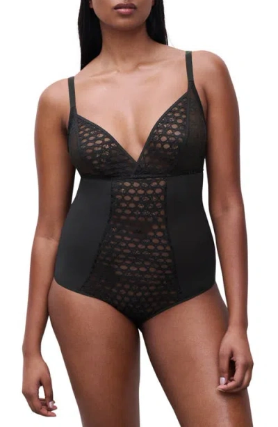 Chantelle Pulp Lace, Fishnet & Tulle Bodysuit