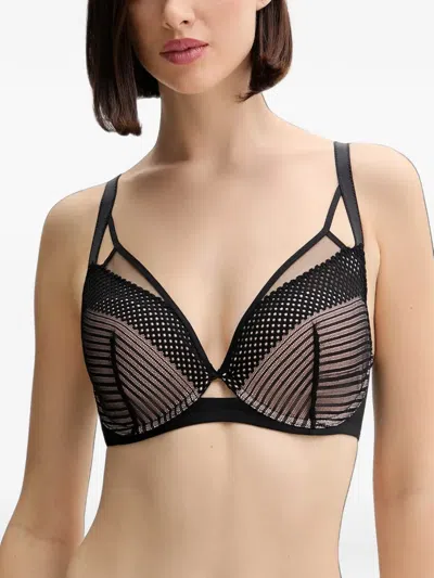 Chantelle Pulp Play Strappy Mesh-panelled Bra In Black