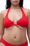 Chantelle Pulp Textured Tie Front Bikini Top In Red