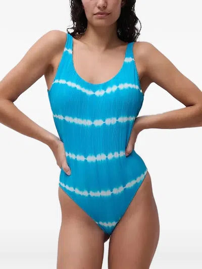Chantelle Pulp Tie-dye Plissé Swimsuit In Blue