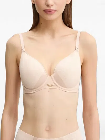 Chantelle Pure Lace-panelled Bra In Neutral