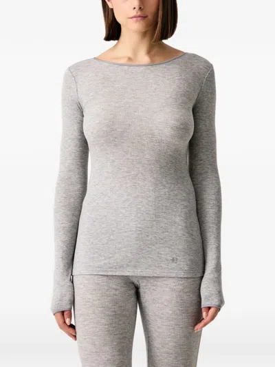 Chantelle Ribbed-knit Long-sleeve Top Loungewear In Gray