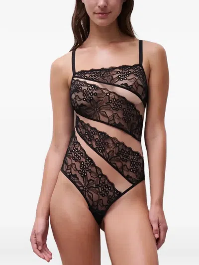 Chantelle Roxane Panelled Fishnet Bodysuit In Black