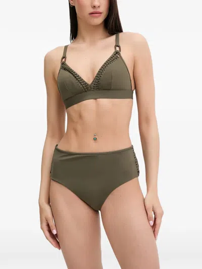 Chantelle Serenita Woven-trim Bikini Top In Green