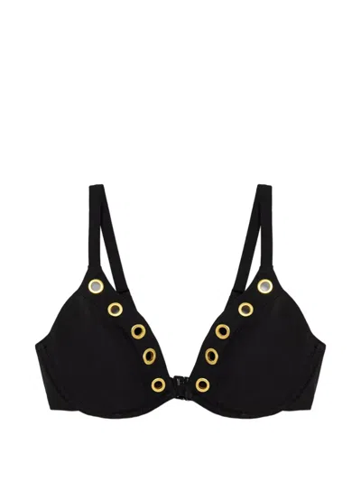 Chantelle Sicilia Eyelet-embellished Bikini Top In Black