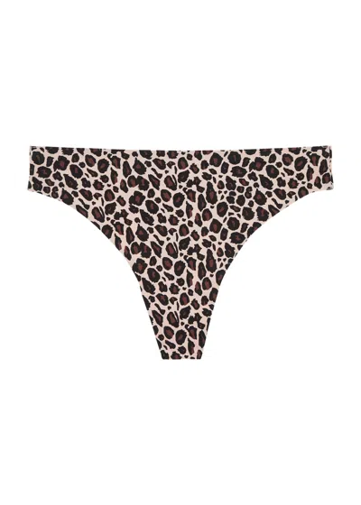 Chantelle Soft Stretch Leopard-print Thong In Brown