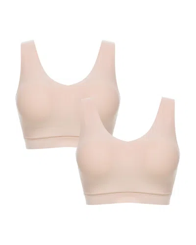 Chantelle Soft Stretch Wireless Padded V-neck Bras, Set Of 2 In Ultra Nude