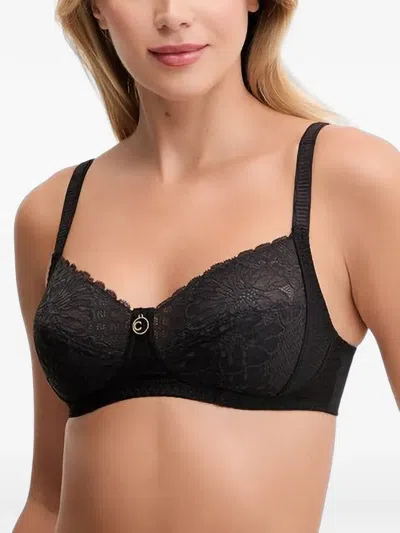 Chantelle Sublime Lace-overlay Logo-charm Bra In Black