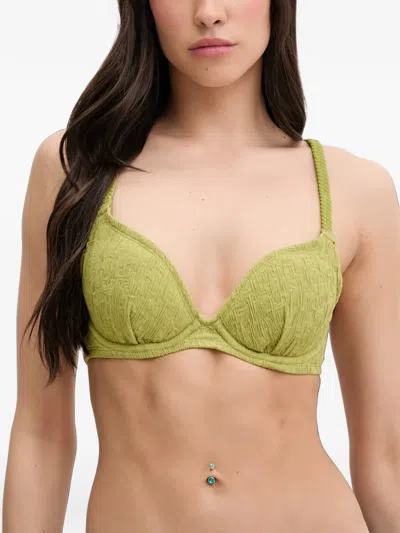 Chantelle Textured Braided-strap Bikini Top In Green