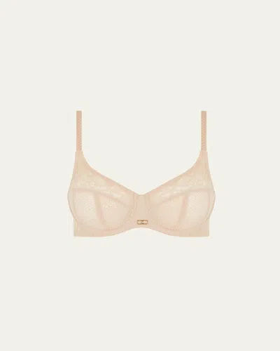 Chantelle Underwire Three-part Lace Bra In Nude Blush
