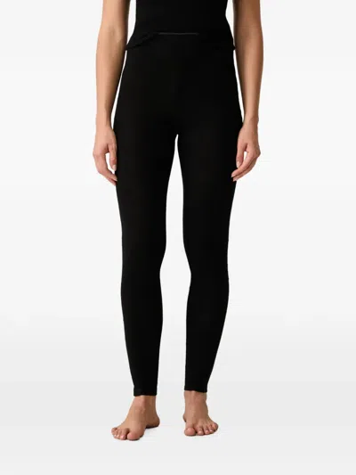 Chantelle Warm Radiance Ribbed-knit Leggings In Black