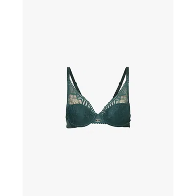 Chantelle Womens Empire Green Origins Lace Plunge Spacer Bra