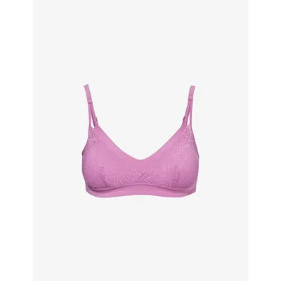 Chantelle Soft Stretch Lace-overlay Padded Stretch-woven Bralette In Rosebud
