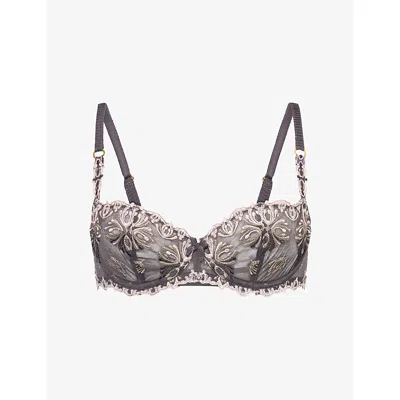 Chantelle Womens Blushed Ash Champs Elysees Balconette Mesh Bra In Gray