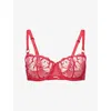 Chantelle Womens Candy Apple Fleurs Lace Balconette Bra In Red