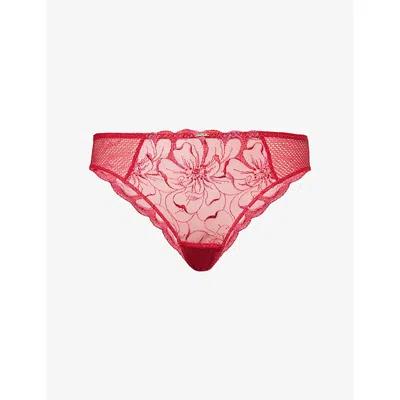 Chantelle Womens Candy Apple Fleurs Lace Briefs In Red