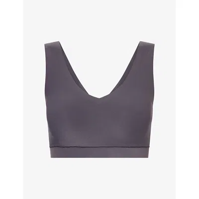 Chantelle Womens Carbon Soft Stretch V-neck Bralette Xl/xxl In Black